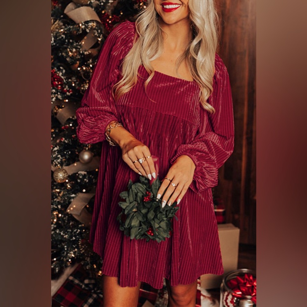 Burgundy Velvet Dress